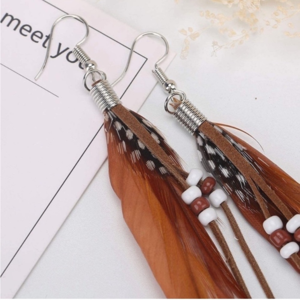 NEW Boho Feather festival dangle Earrings - Boutique - Picture 3 of 5